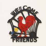 Welcome Friends Rooster Metal Sign | Neonic sign