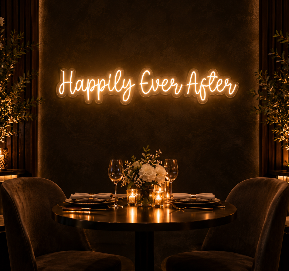 Happily Ever After Neon Sign – LED Wedding & Romantic Wall
