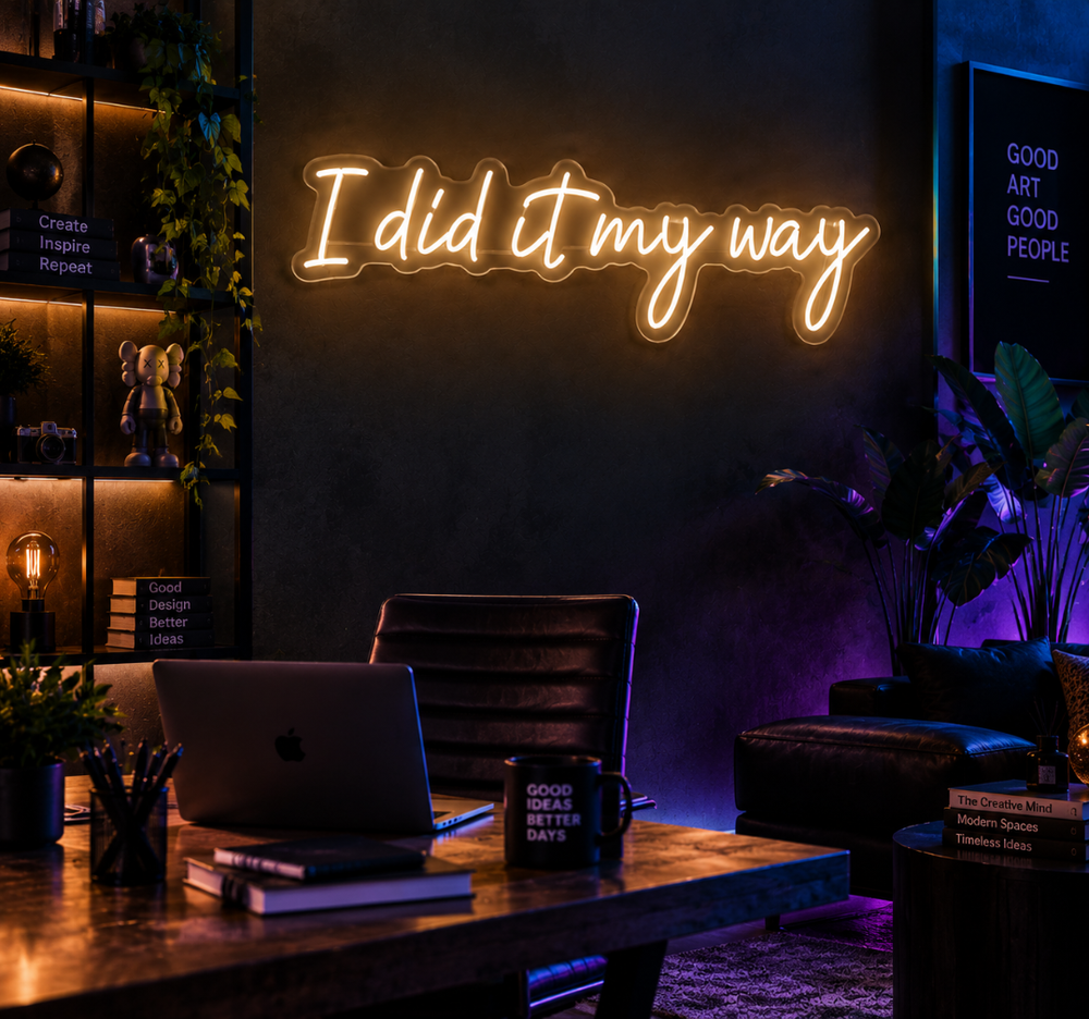 I Did It My Way Quote Neon Sign – Inspirational LED Wall Decor