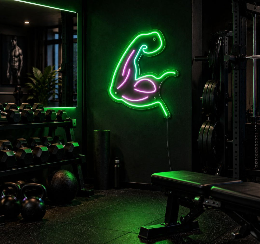 Muscle Neon Sign for Gym, Wall Sign, Neon Lights (Set of 2) – squaro™