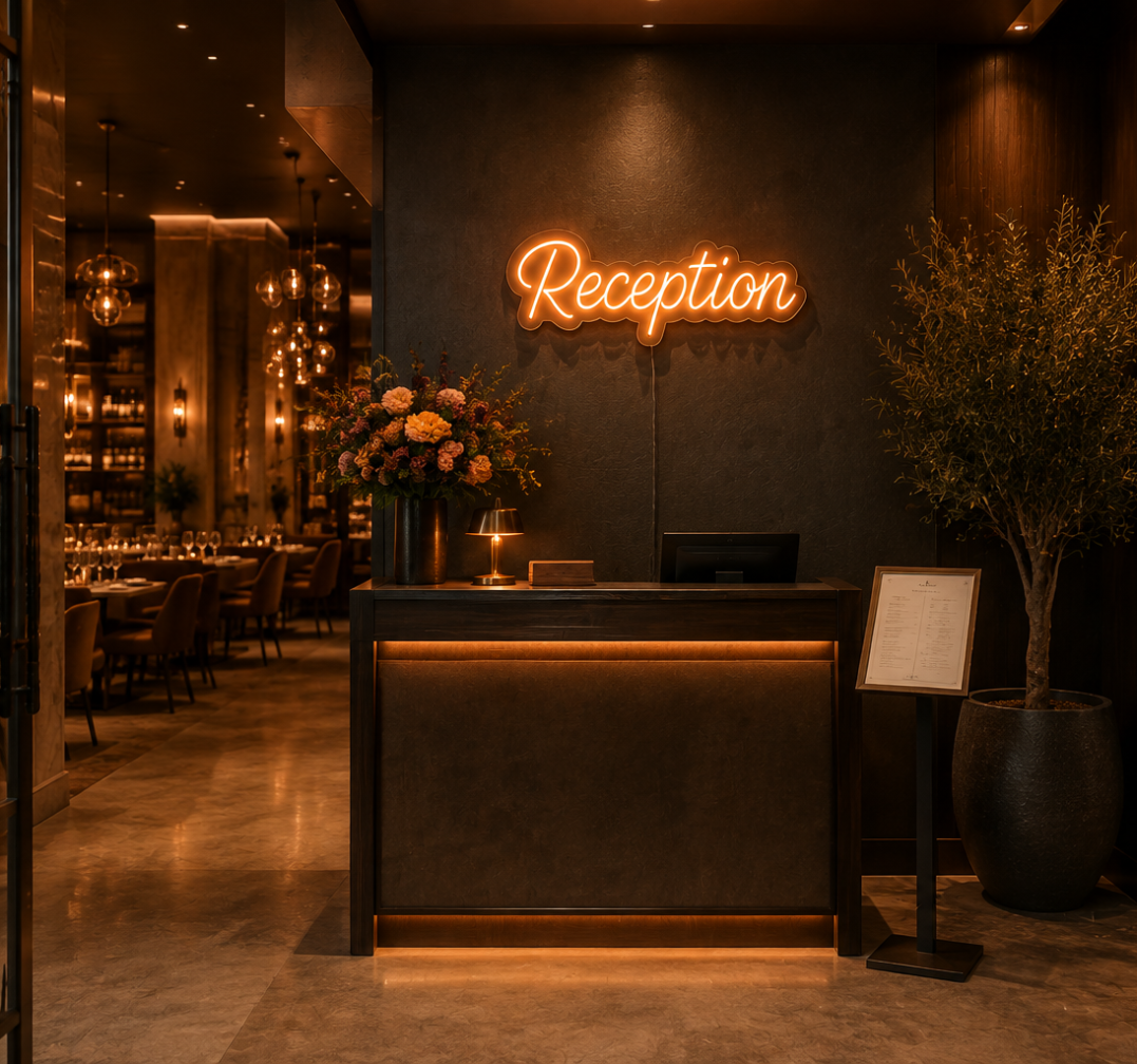 Reception Neon Sign – LED Wedding, Event & Venue Wall Decor