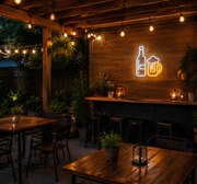 Beer Bottle & Mug Neon Sign – LED Bar, Pub & Home Bar Wall Decor