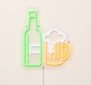 Beer Bottle & Mug Neon Sign – LED Bar, Pub & Home Bar Wall Decor
