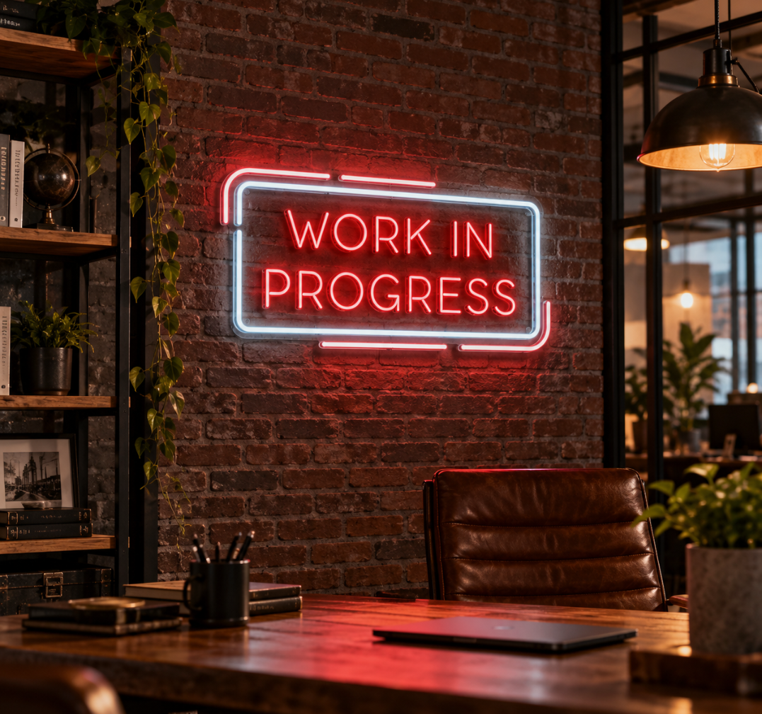Work In Progress Neon Sign – Office & Business LED Neon Light Decor