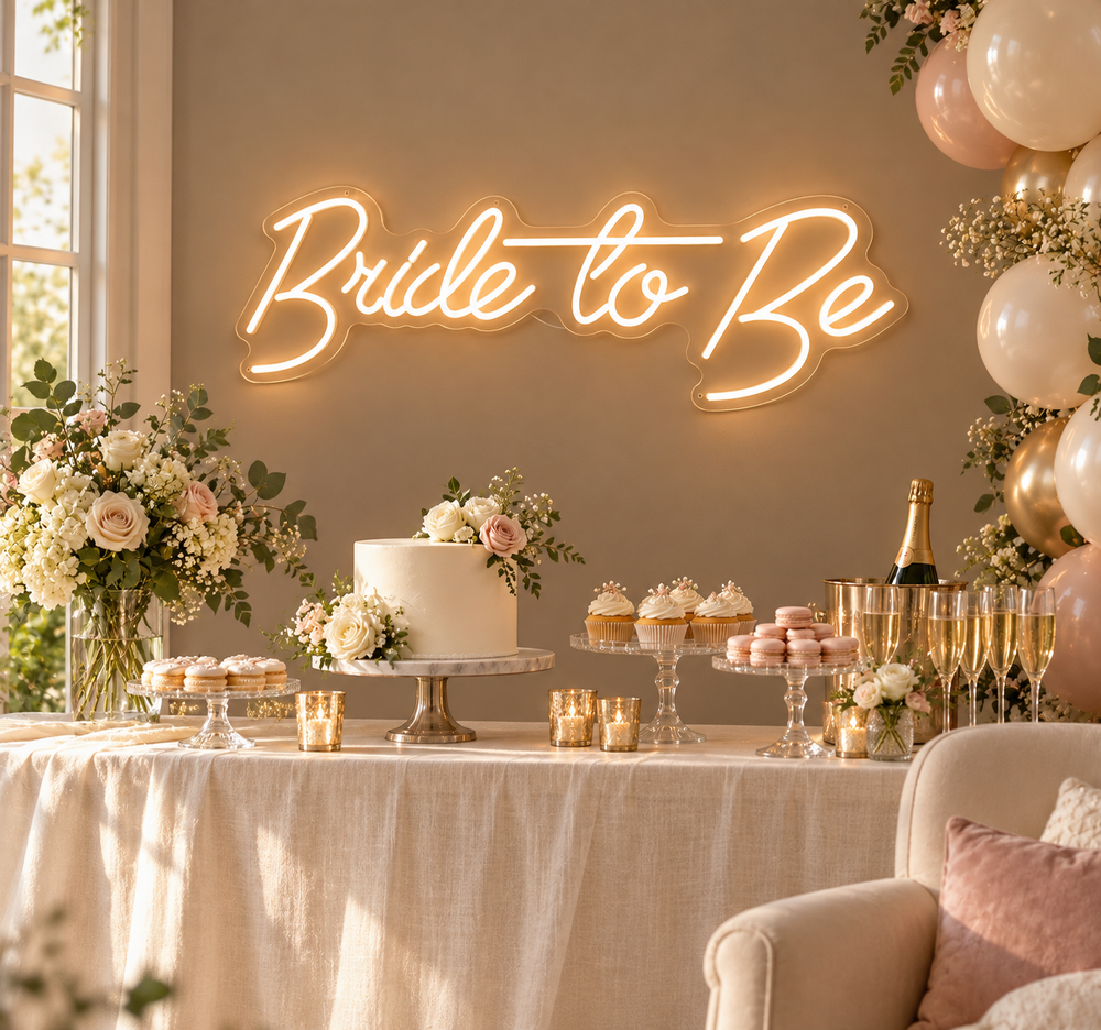 Bride to Be Neon Sign – Warm White Bridal Shower & Party Decor