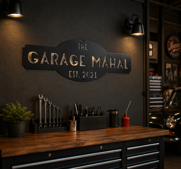 Garage Mahal Custom Metal Sign | Neonic sign