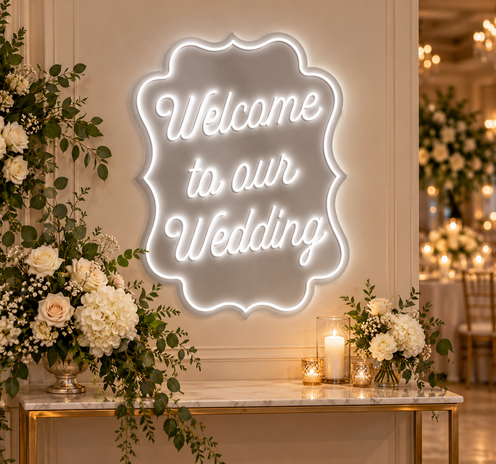 Welcome to Our Wedding White Neon Sign for Wedding Decor