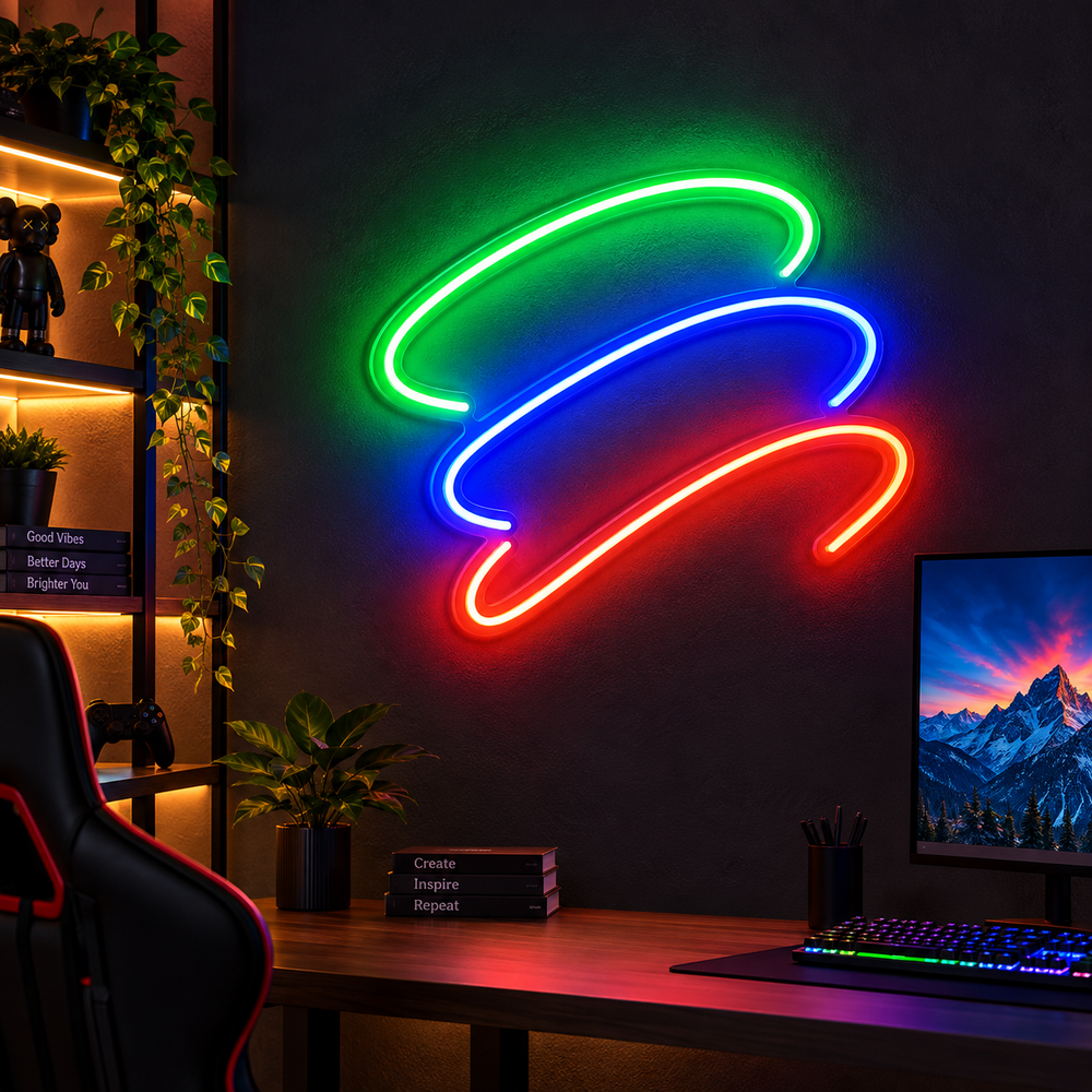 RGB Wave LED Neon Sign – Multicolor Modern Wall Decor
