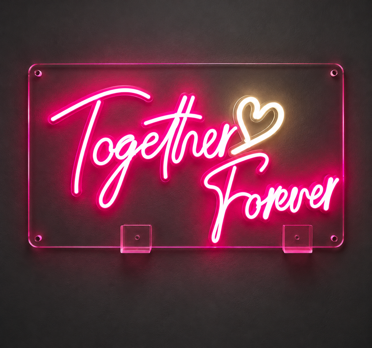 Together Forever Neon Sign – Pink Script & Heart Wall Decor