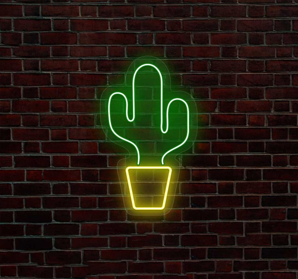 Cactus Jack Neon Sign – Green & Yellow LED Wall Decor with Dimmer