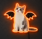 Halloween Bat Wing Cat UV Neon Sign – Pet Portrait Wall Decor