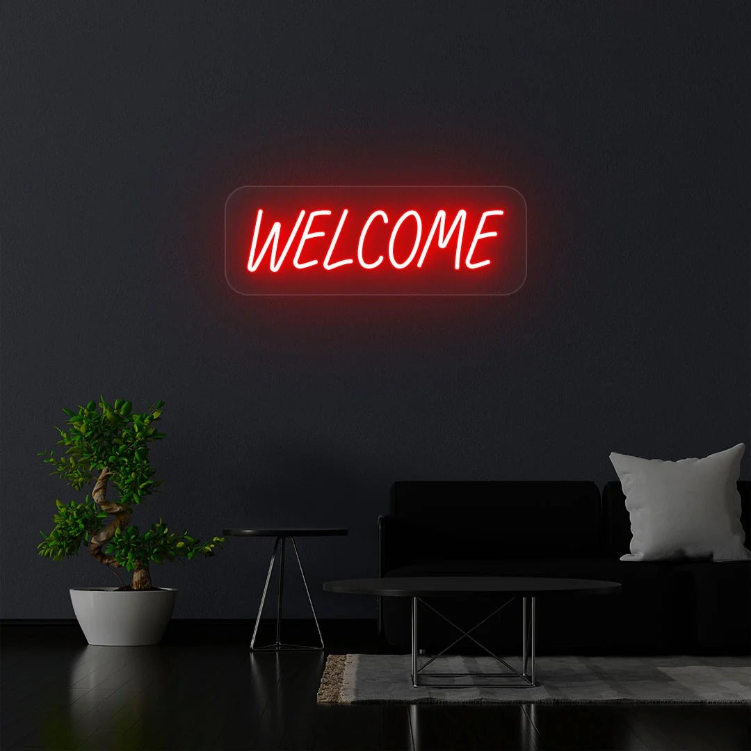 Welcome LED Neon Sign – Modern Wall Decor for Home, Wedding & Business