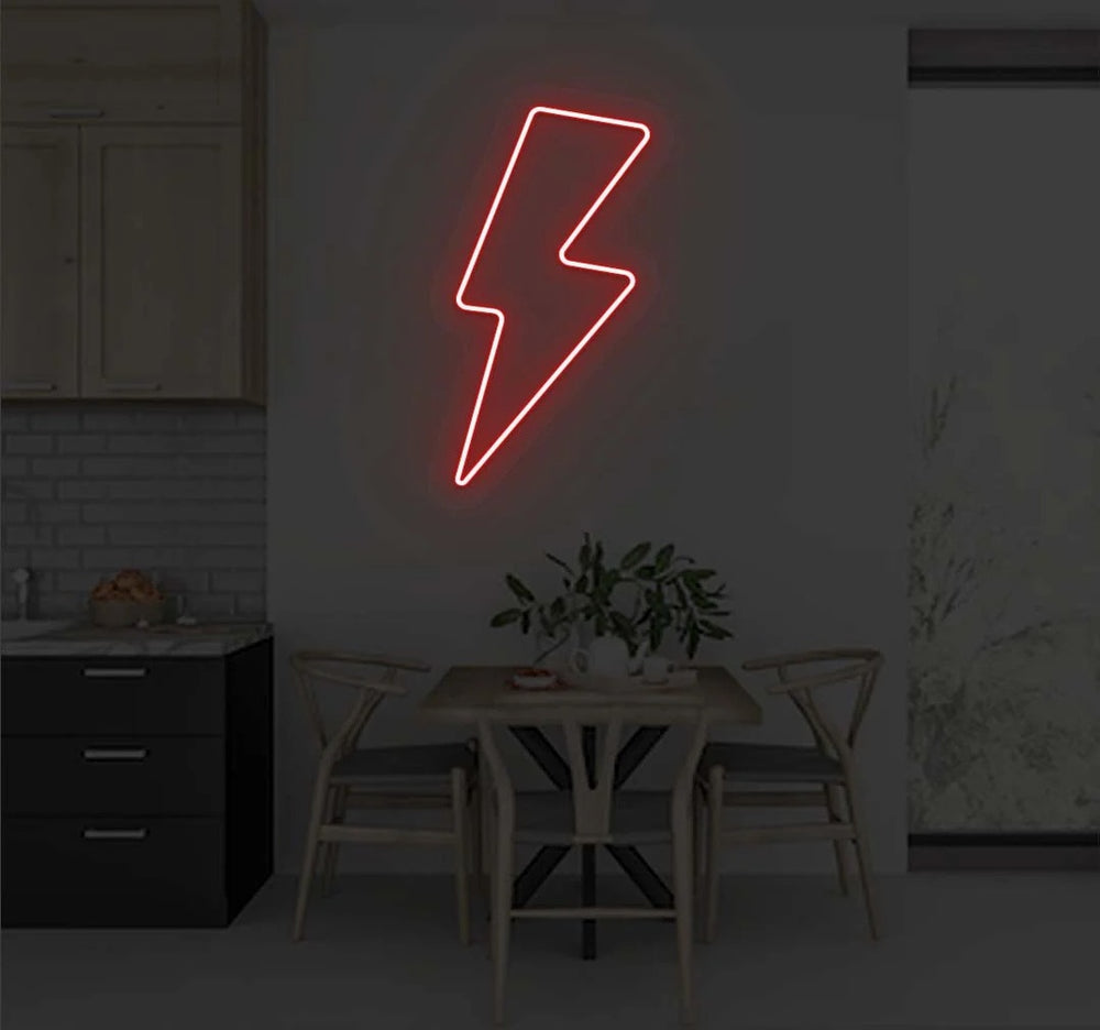 Lightning Bolt Neon Sign – LED Wall Decor with Free Dimmer