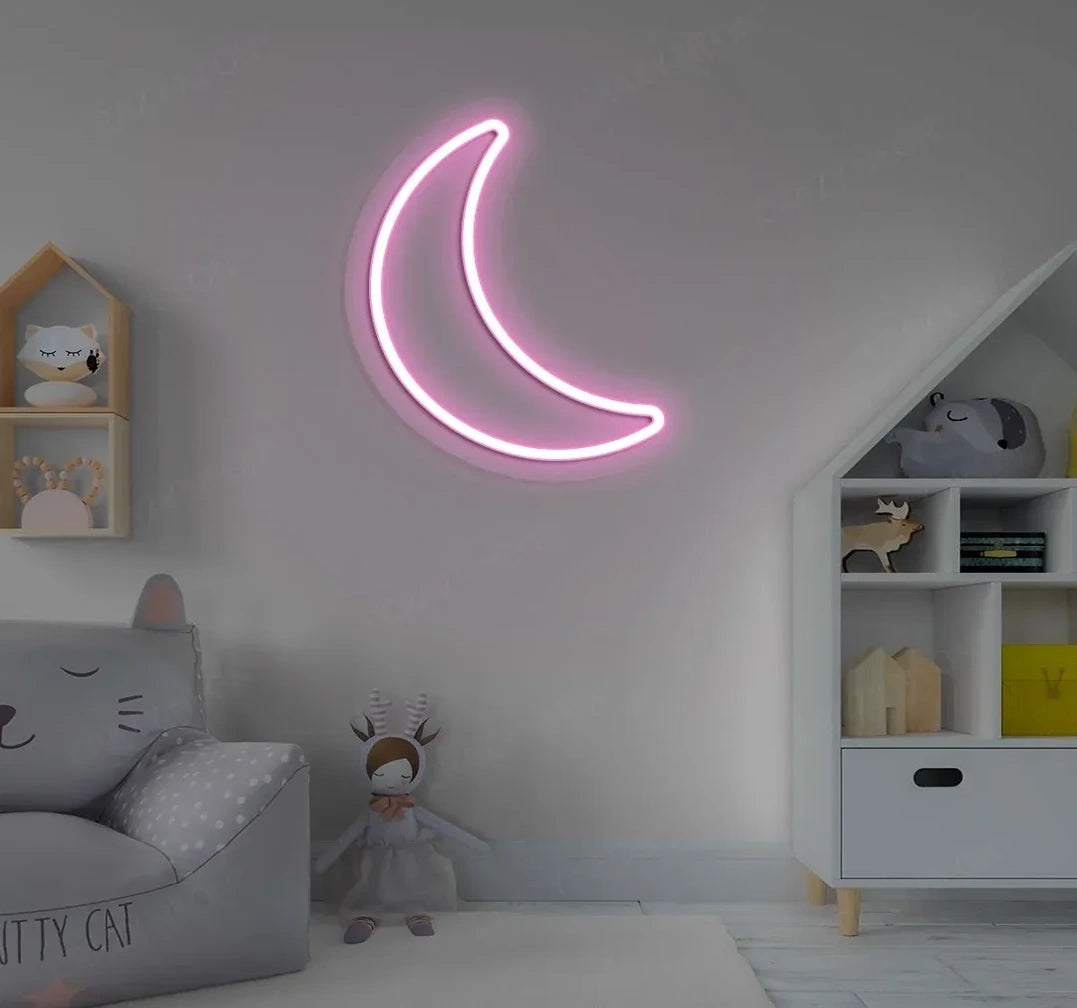 Moon Neon Sign – LED Crescent Moon Wall Decor for Bedroom & Home