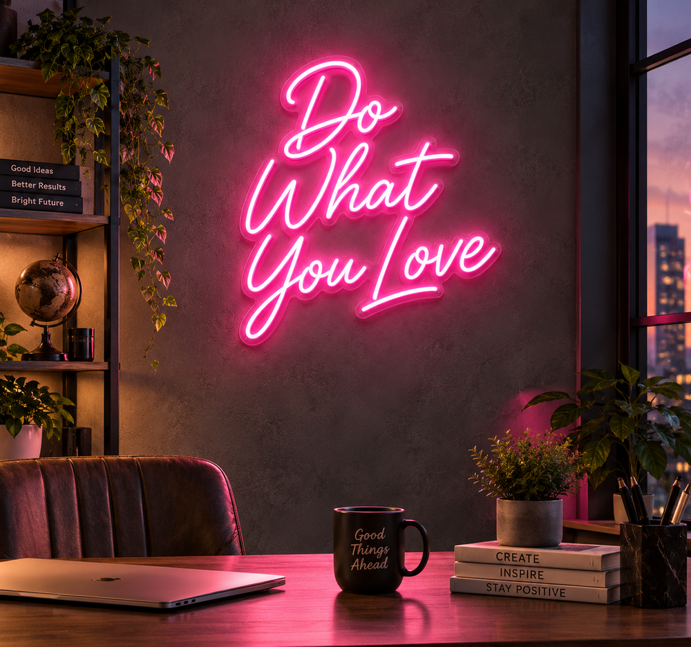 Do What You Love Pink LED Neon Sign – Inspirational Wall Decor