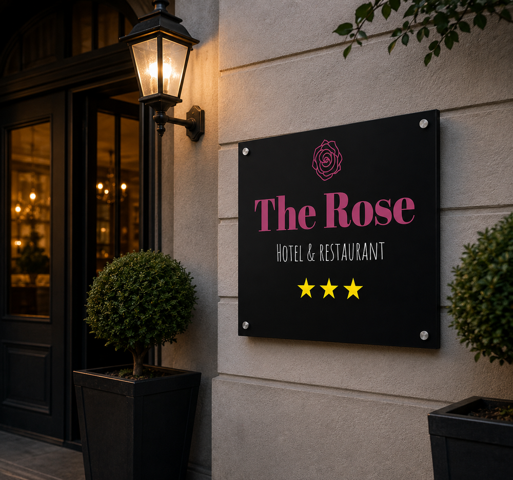 The Rose Hotel & Restaurant Acrylic Sign | Neonic Sign