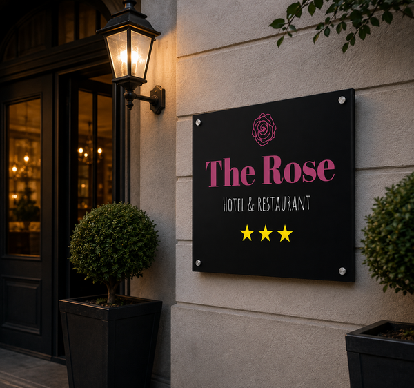 The Rose Hotel & Restaurant Acrylic Sign | Neonic Sign